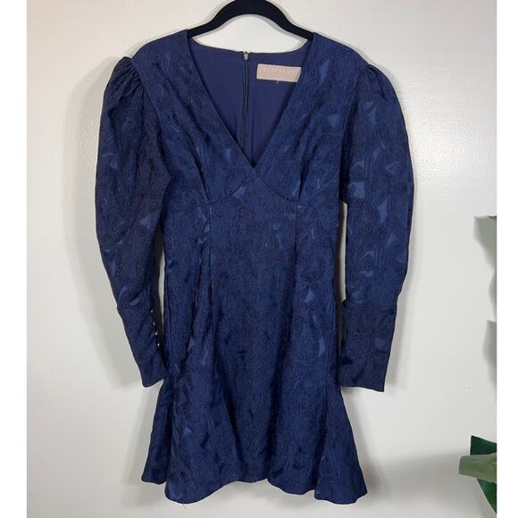 Keepsake the Label Endless Love Jacquard Puff Sleeve Flare Hem Mini Dress Small - Picture 1 of 11